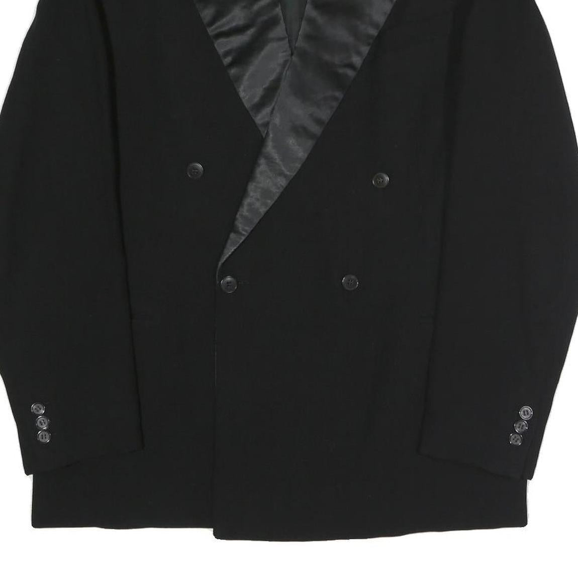 Mens Black Satin Lapel Button Jacket L Polyester Blend Classic Stylish