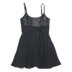 BCBGMAXAZRIA Womens Black Silk Sequined Mini Dress S Evening Party