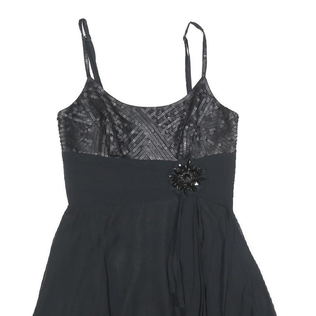 BCBGMAXAZRIA Womens Black Silk Sequined Mini Dress S Evening Party