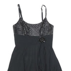 BCBGMAXAZRIA Womens Black Silk Sequined Mini Dress S Evening Party