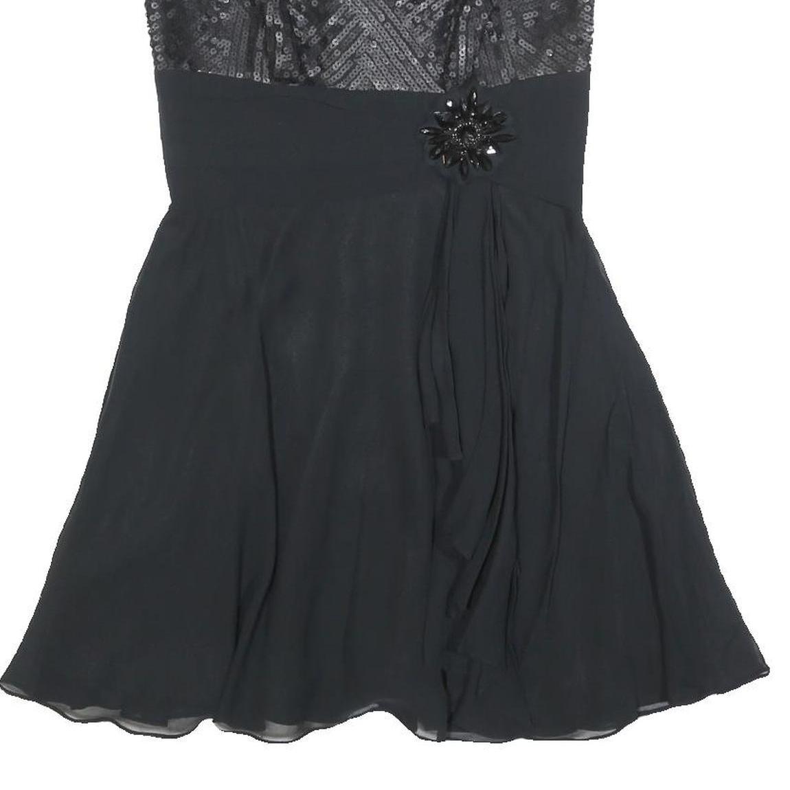 BCBGMAXAZRIA Womens Black Silk Sequined Mini Dress S Evening Party