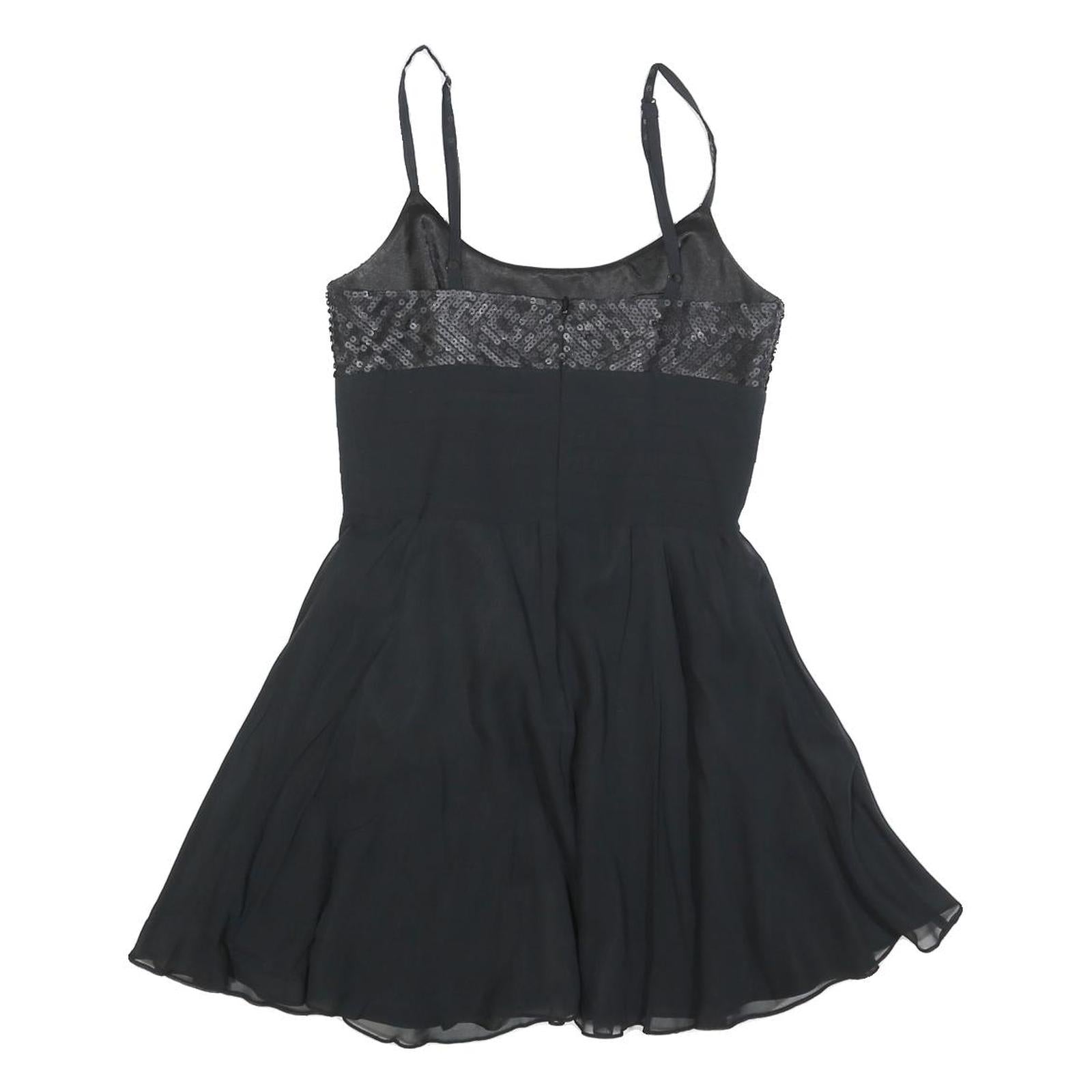 BCBGMAXAZRIA Womens Black Silk Sequined Mini Dress S Evening Party