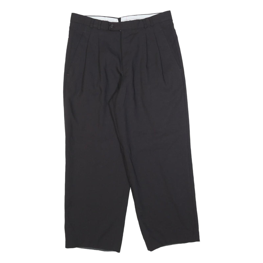 GIANNI VERA Womens Wool Blend Black Relaxed Straight Trousers W32 L27 Smart