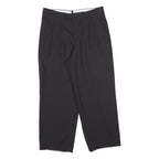 GIANNI VERA Womens Wool Blend Black Relaxed Straight Trousers W32 L27 Smart