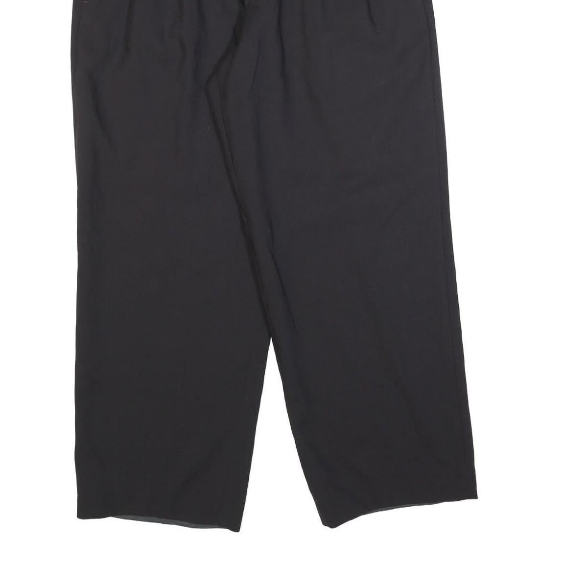 GIANNI VERA Womens Wool Blend Black Relaxed Straight Trousers W32 L27 Smart