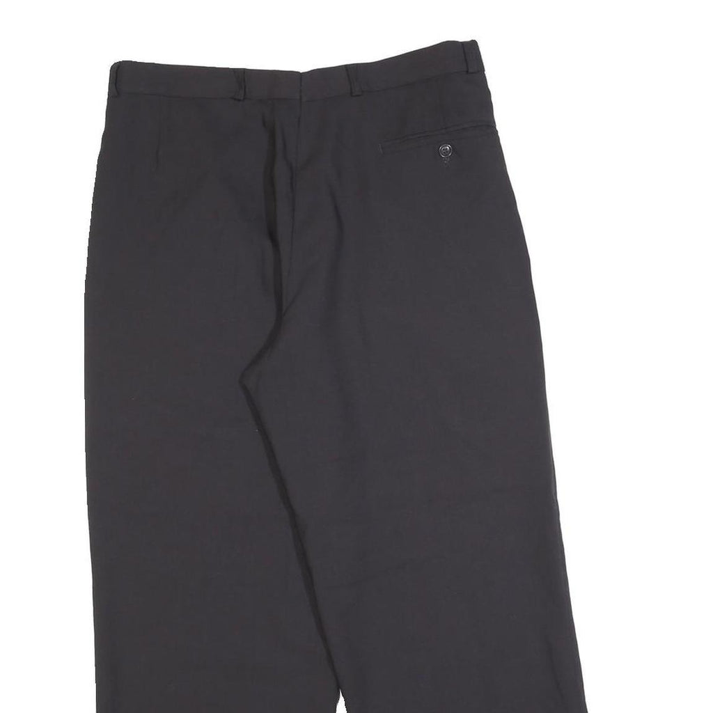 GIANNI VERA Womens Wool Blend Black Relaxed Straight Trousers W32 L27 Smart