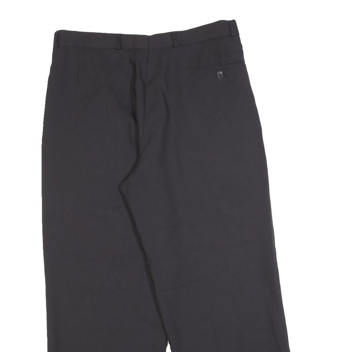 GIANNI VERA Womens Wool Blend Black Relaxed Straight Trousers W32 L27 Smart