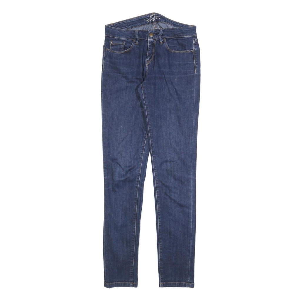 ESPRIT Womens Jeans Blue Slim Skinny Denim Medium W28 L32 Cotton Blend Zip