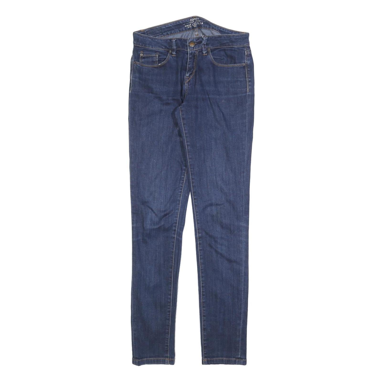 ESPRIT Womens Jeans Blue Slim Skinny Denim Medium W28 L32 Cotton Blend Zip