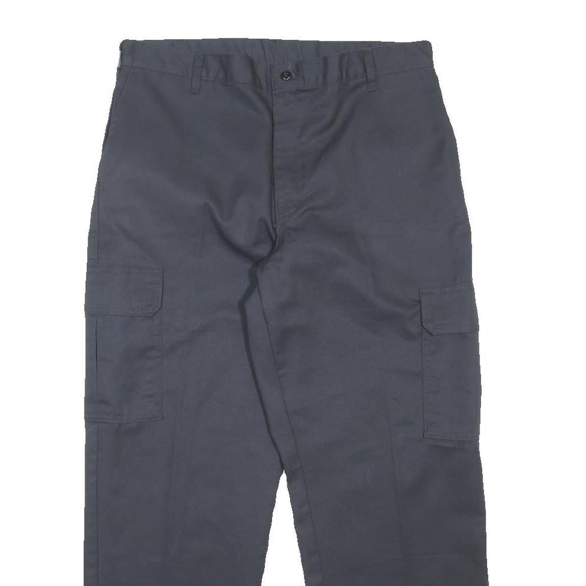 DICKIES Mens Cotton Blend Navy Relaxed Cargo Trousers W36 L30 Durable Workwear