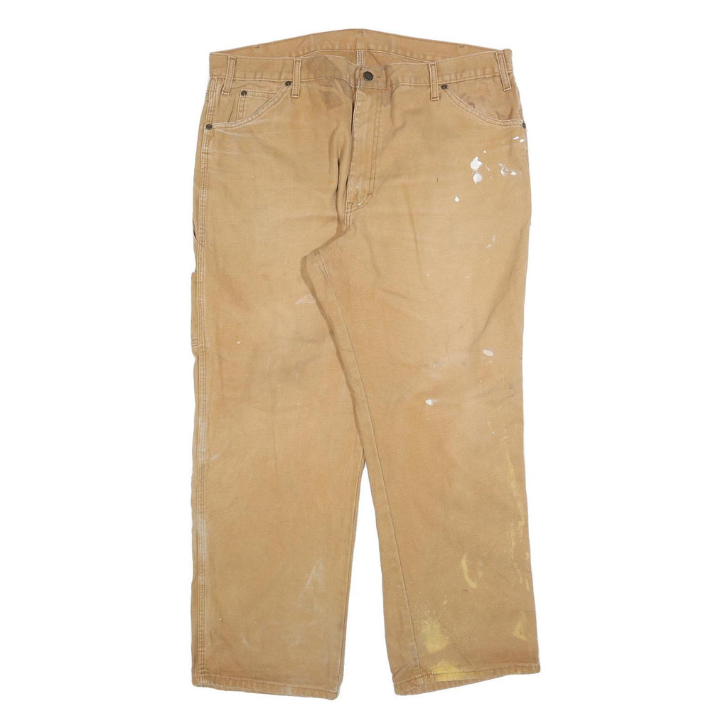 DICKIES Mens Regular Fit Beige Denim W40 L30 Carpenter Work Jeans Zip Closure
