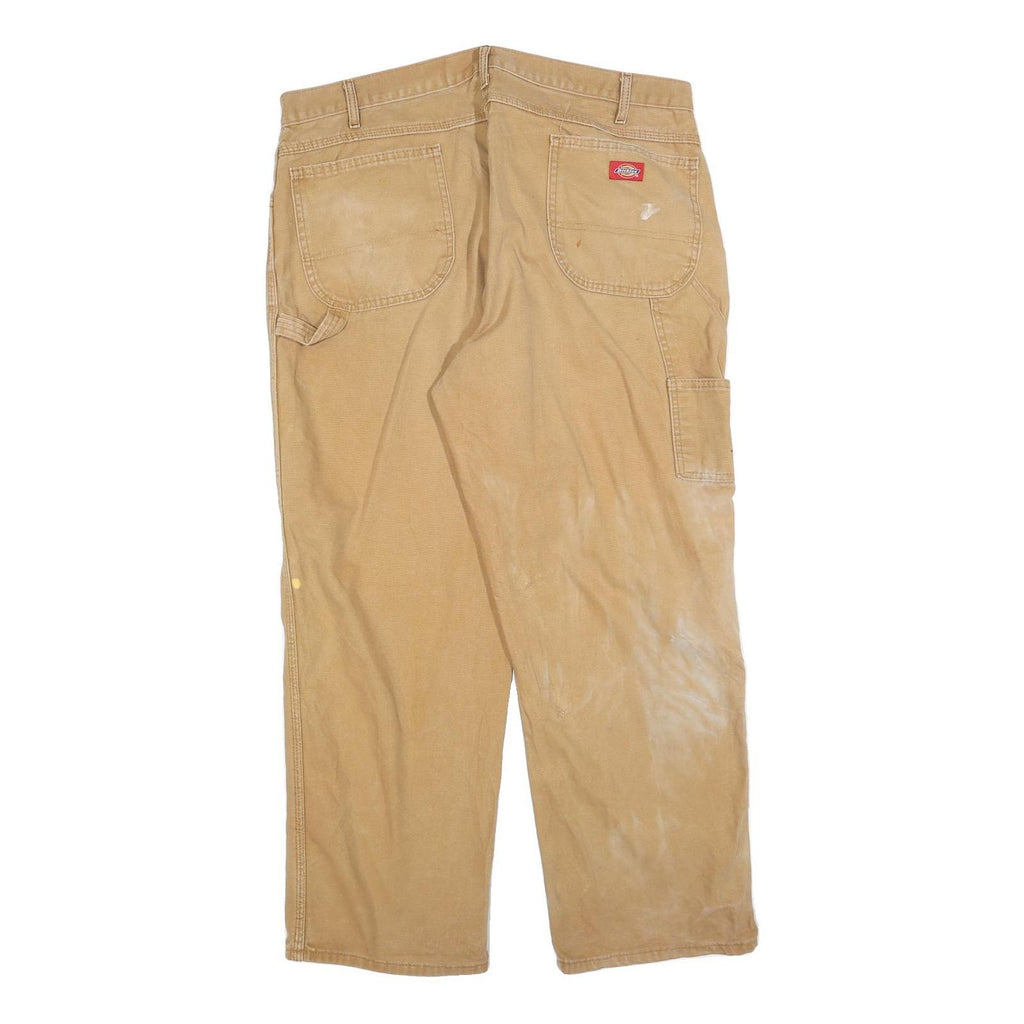 DICKIES Mens Regular Fit Beige Denim W40 L30 Carpenter Work Jeans Zip Closure