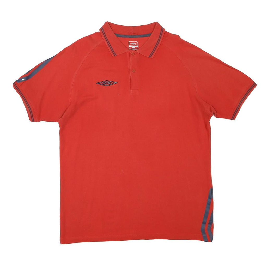UMBRO Mens Red & Navy Short Sleeve Polo Shirt XL Casual Cotton Blend Sportswear