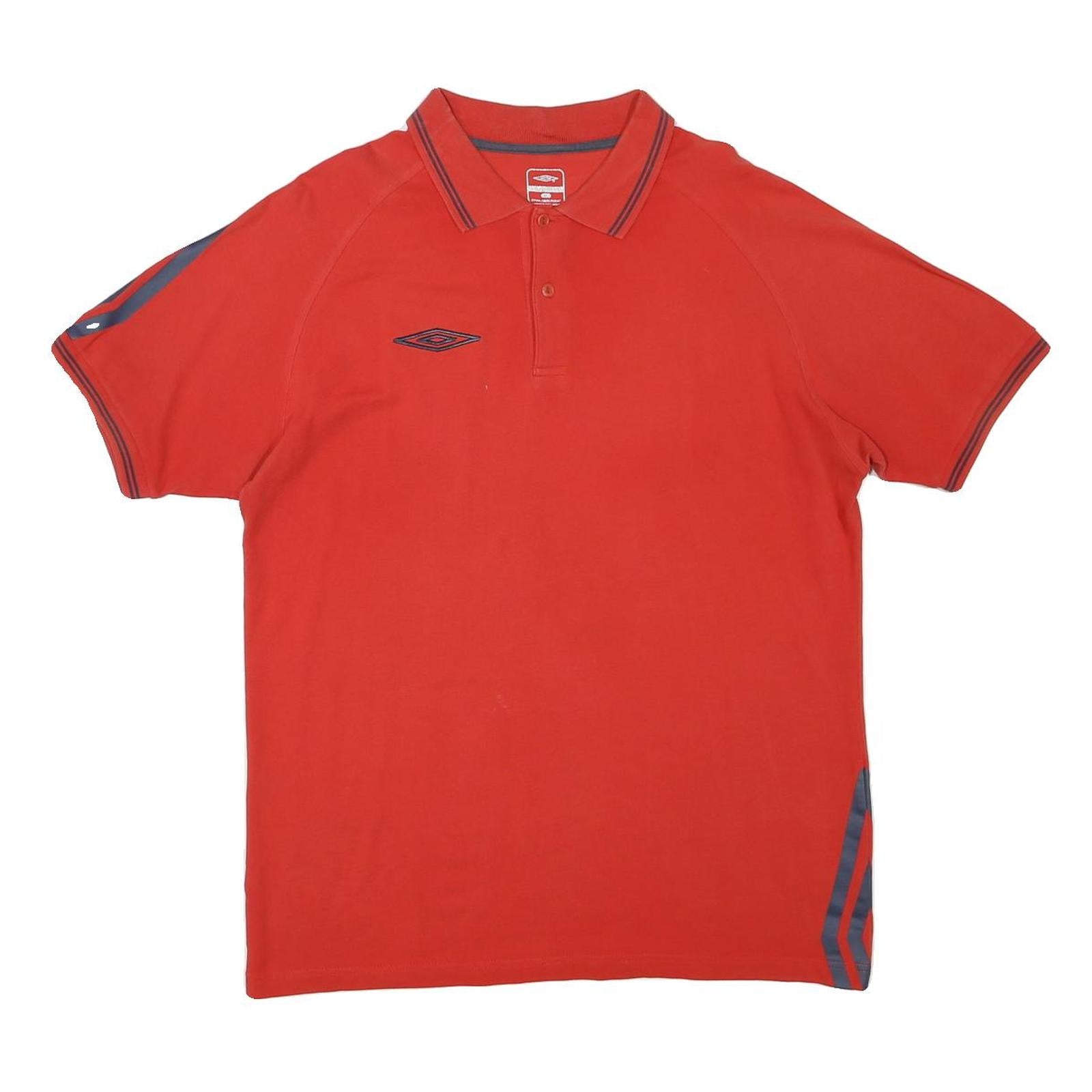 UMBRO Mens Red & Navy Short Sleeve Polo Shirt XL Casual Cotton Blend Sportswear