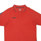 UMBRO Mens Red & Navy Short Sleeve Polo Shirt XL Casual Cotton Blend Sportswear