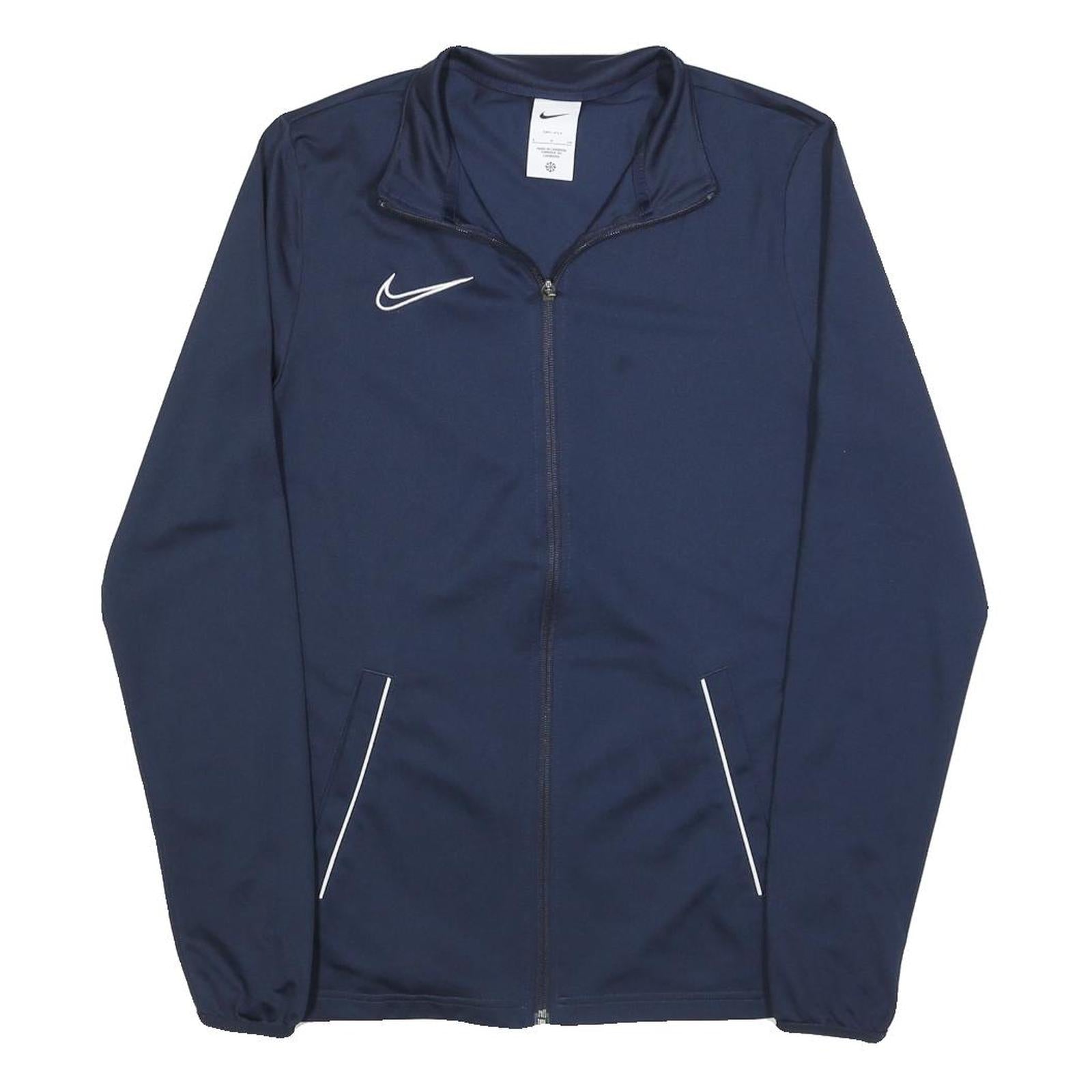 NIKE Mens Navy Blue Jacket S Polyester Blend Plain Zip Pocket Sportswear