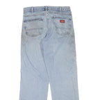 DICKIES Mens Jeans Blue Regular Straight Denim Light W32 L32 Cotton Blend Zip