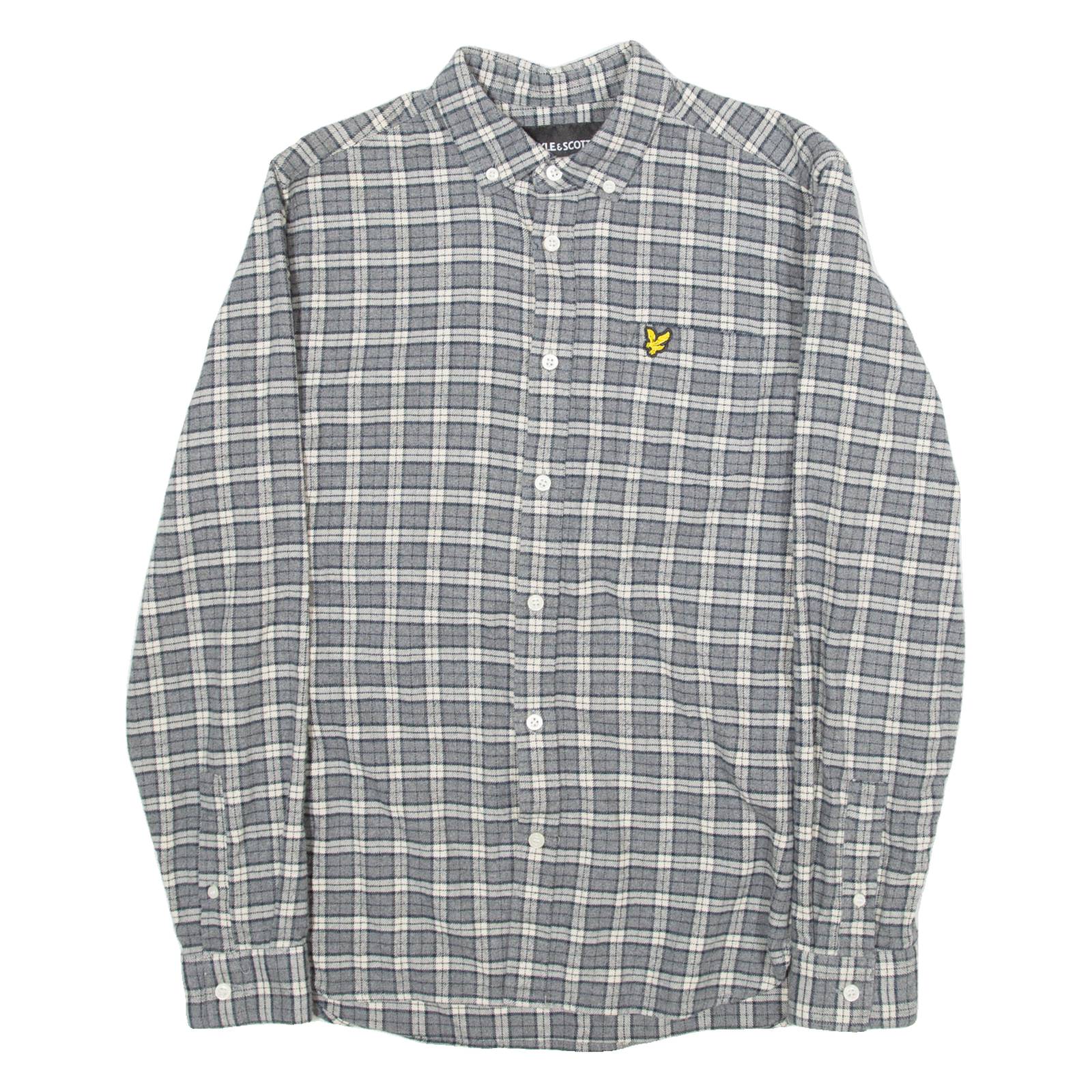 LYLE & SCOTT Mens Shirt Grey Check Long Sleeve S