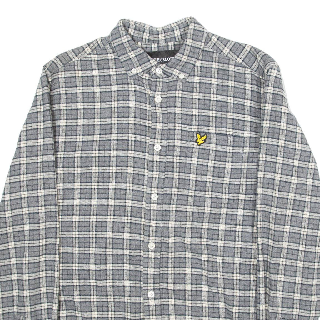 LYLE & SCOTT Mens Shirt Grey Check Long Sleeve S