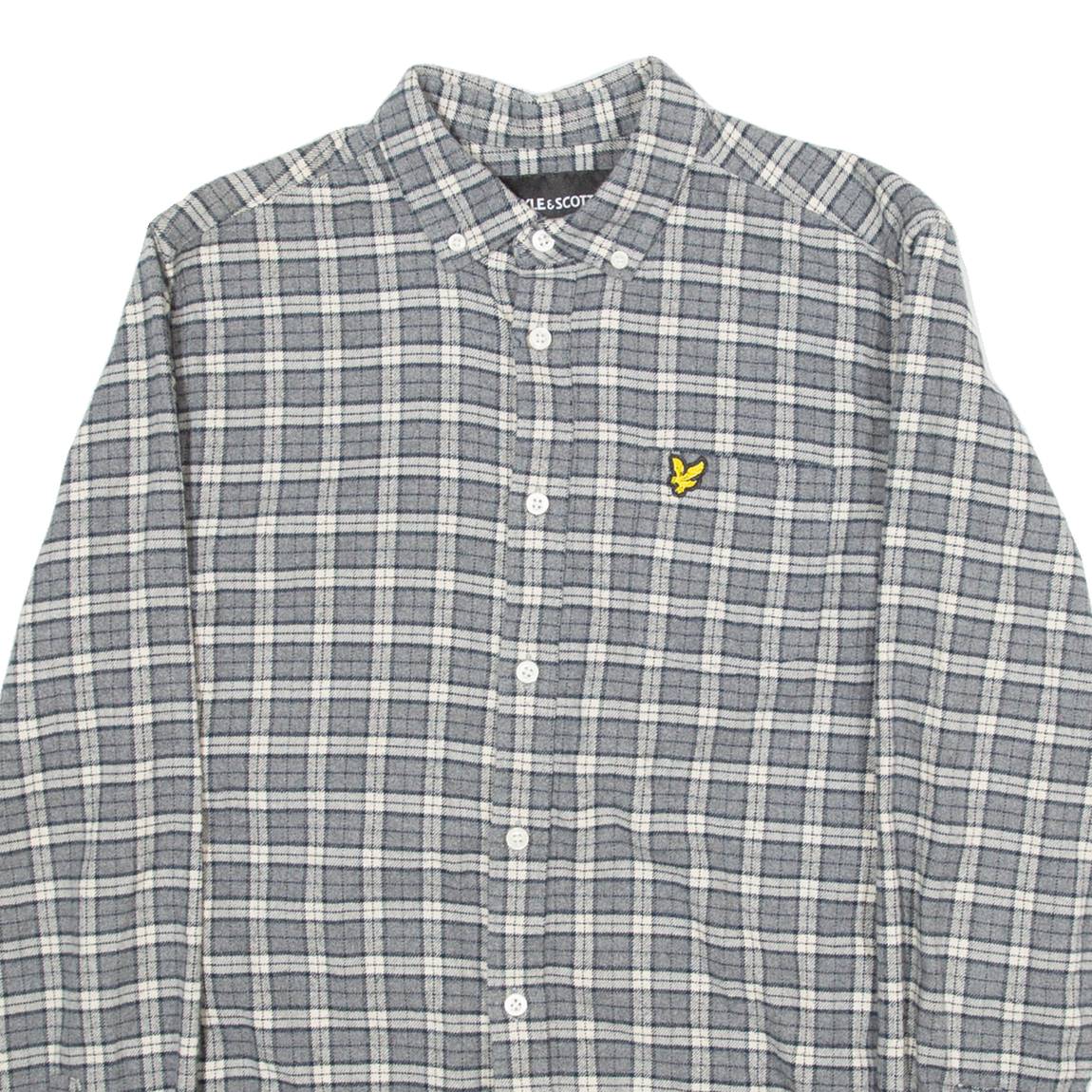 LYLE & SCOTT Mens Shirt Grey Check Long Sleeve S