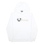 TRUE RELIGION Mens White Cotton Blend Pullover Hoodie M Logo Graphic Casual