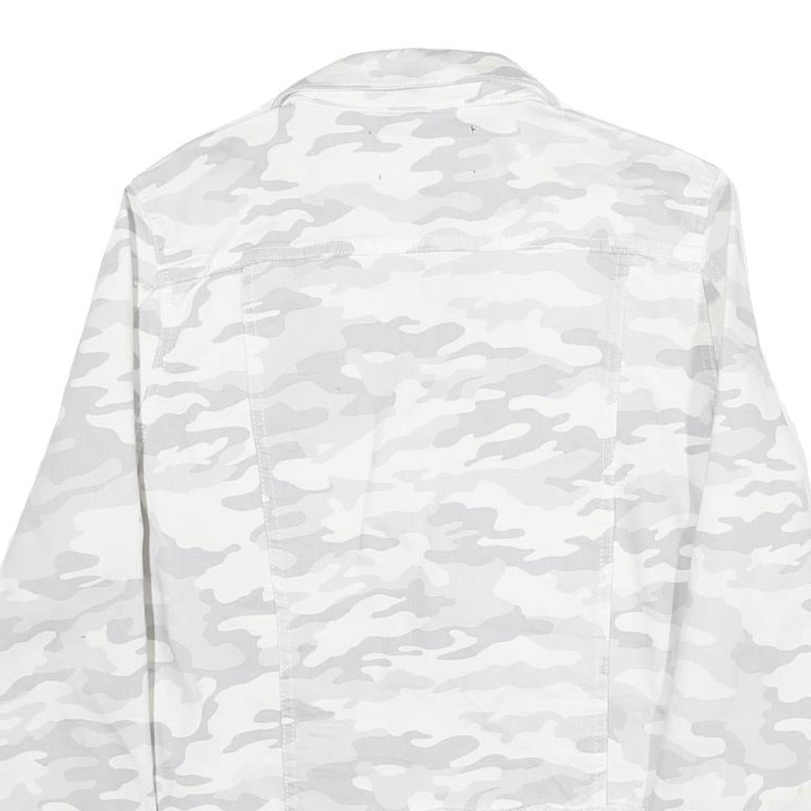 CALVIN KLEIN Womens White & Grey Camouflage Cotton Button Jacket M Casual