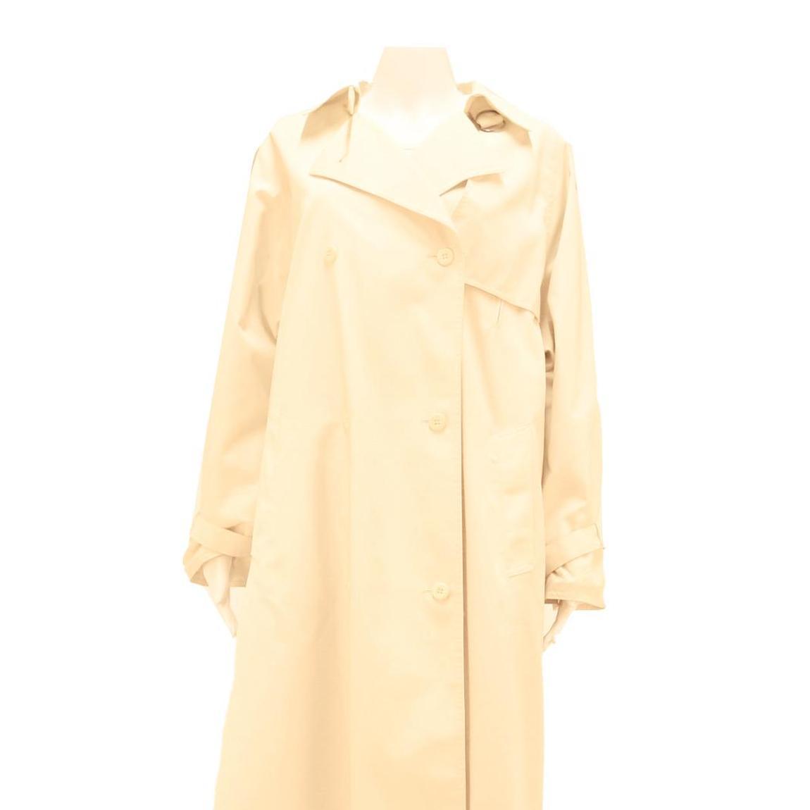 HUCKE Womens Beige Cotton Blend Coat M Classic Button Closure Stylish