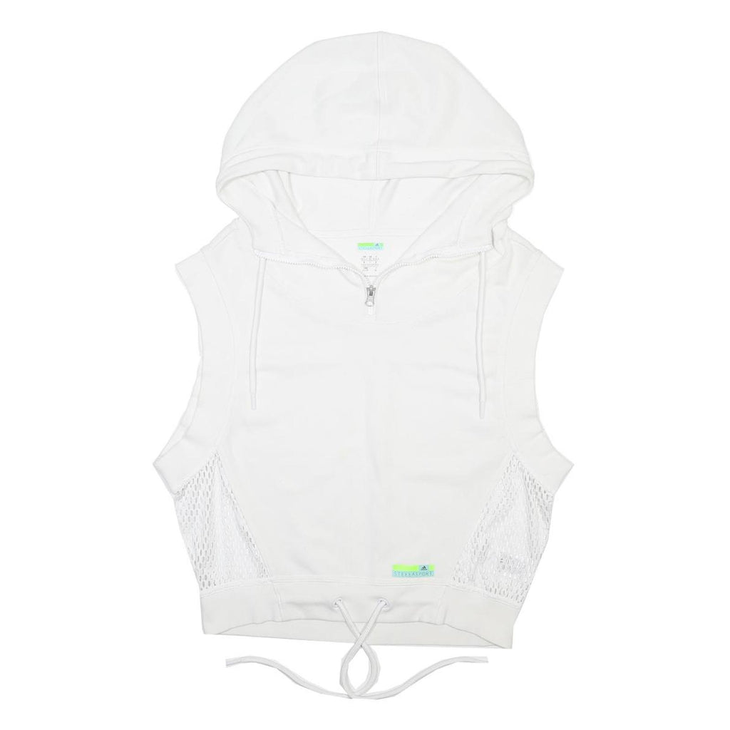 ADIDAS BY STELLA MCCARTNEY Womens White Sleeveless Half Zip Hoodie UK 4 Cotton