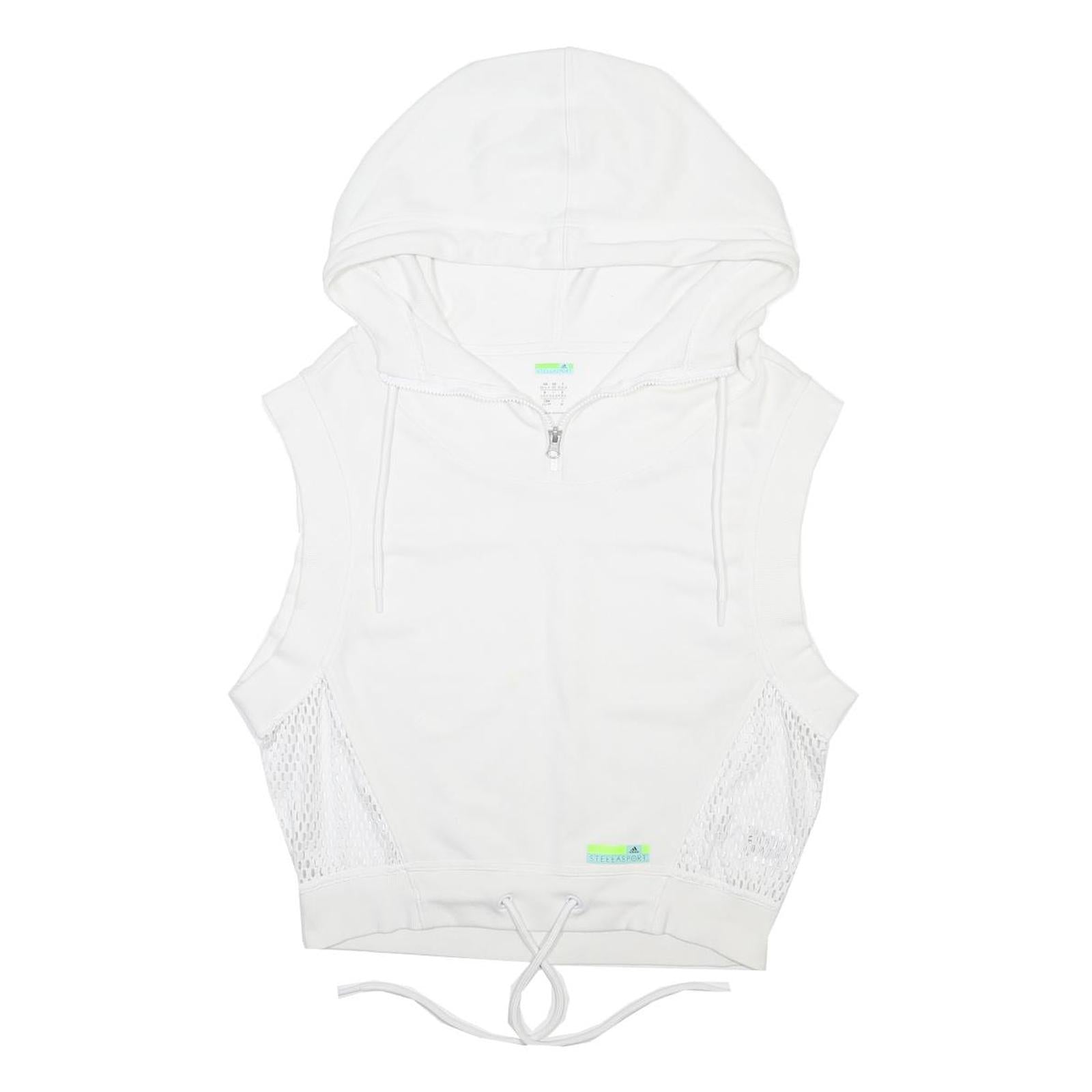 ADIDAS BY STELLA MCCARTNEY Womens White Sleeveless Half Zip Hoodie UK 4 Cotton