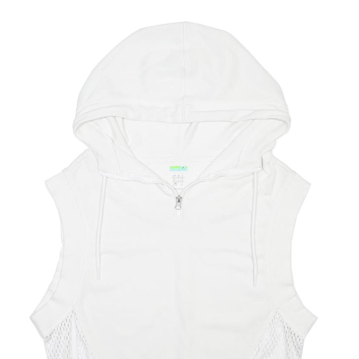 ADIDAS BY STELLA MCCARTNEY Womens White Sleeveless Half Zip Hoodie UK 4 Cotton