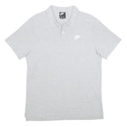 NIKE Mens Grey Short Sleeve Plain Polo Shirt L Casual Cotton