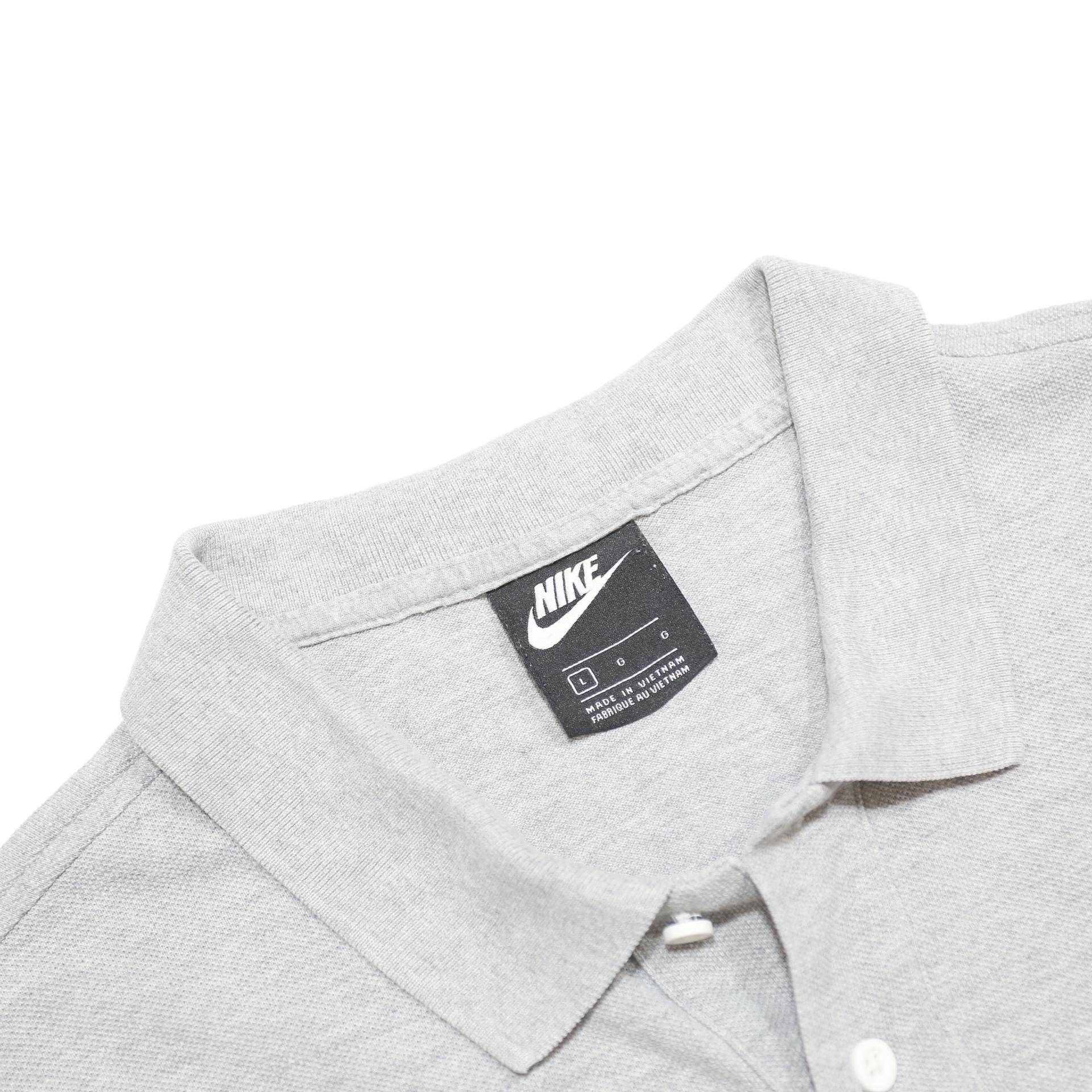 NIKE Mens Grey Short Sleeve Plain Polo Shirt L Casual Cotton