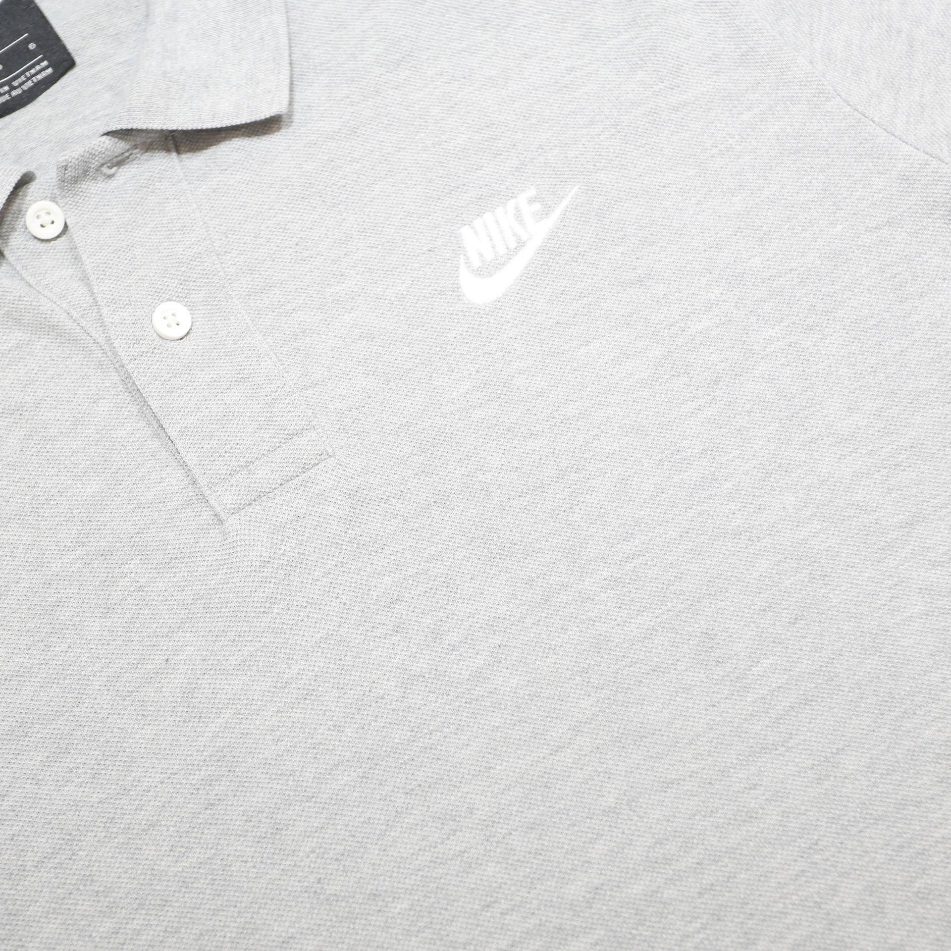 NIKE Mens Grey Short Sleeve Plain Polo Shirt L Casual Cotton