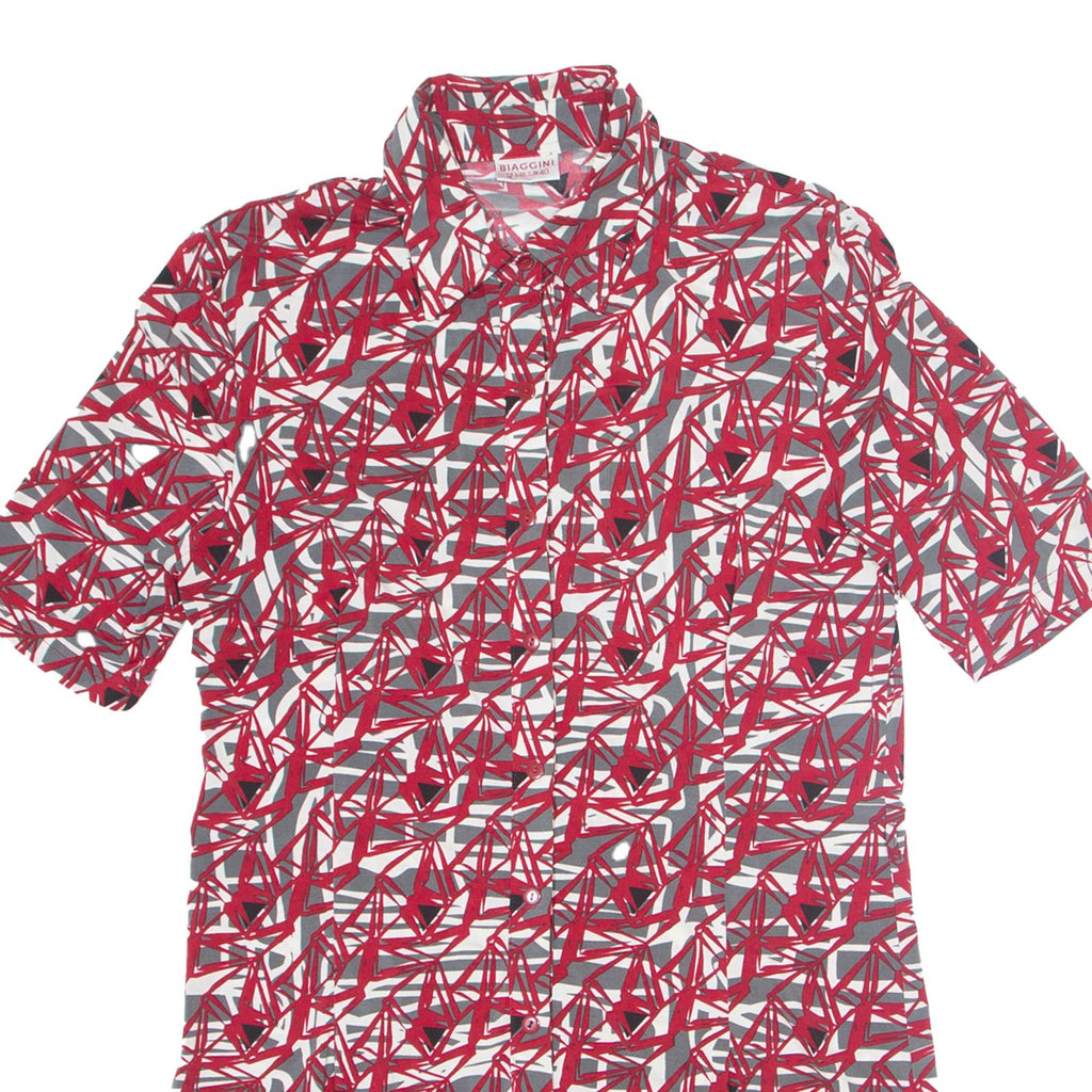 BIAGGINI Womens Shirt Dress Red Crazy Pattern Short Sleeve Knee Length M