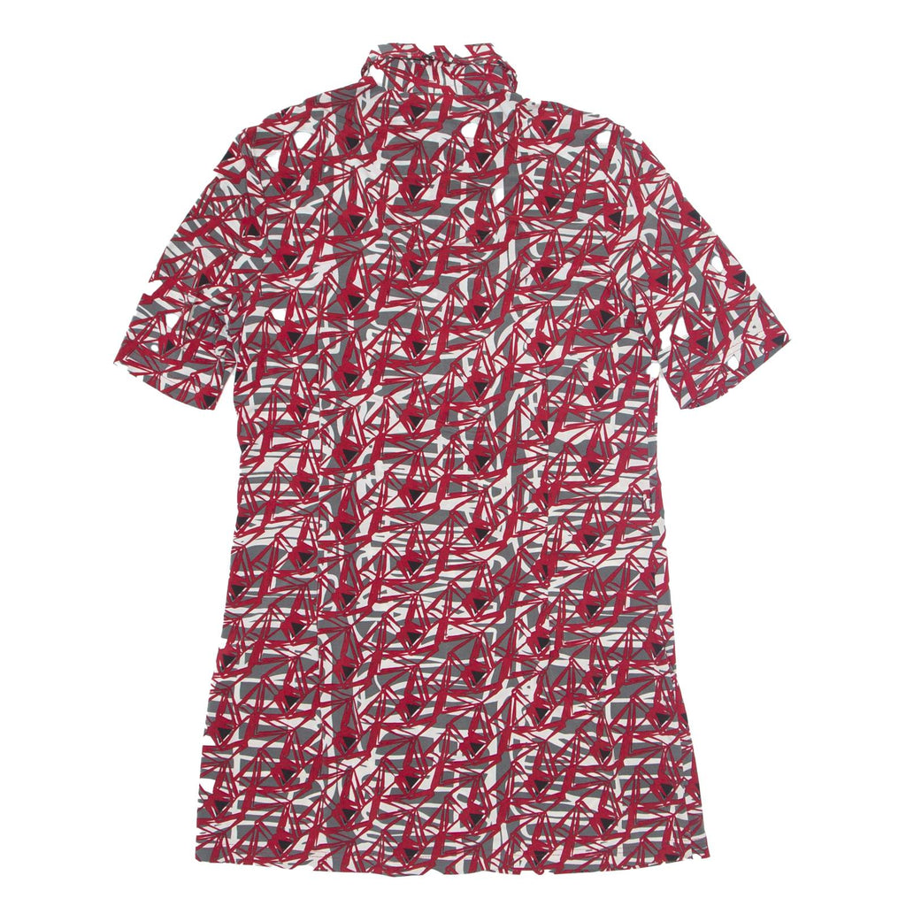 BIAGGINI Womens Shirt Dress Red Crazy Pattern Short Sleeve Knee Length M