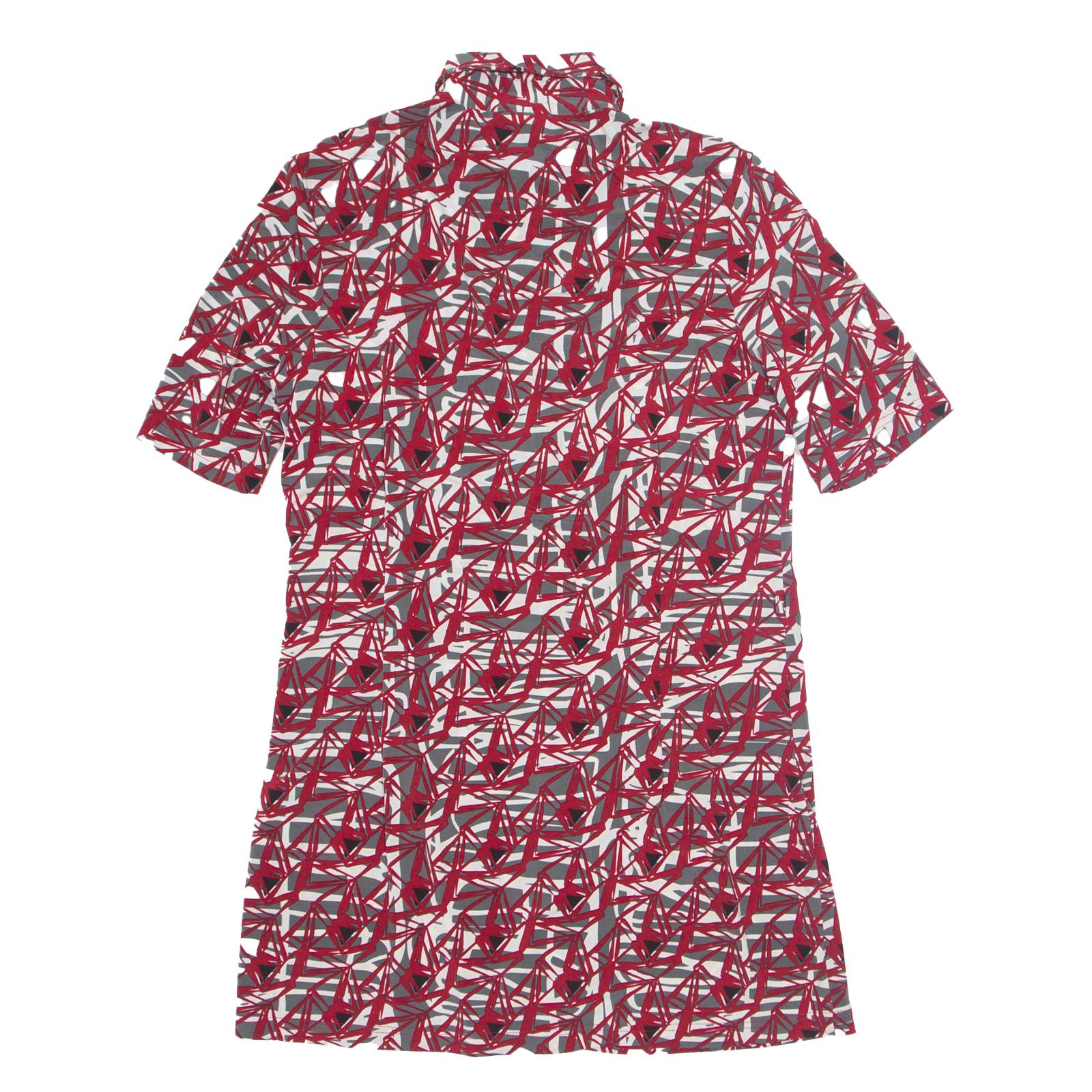 BIAGGINI Womens Shirt Dress Red Crazy Pattern Short Sleeve Knee Length M