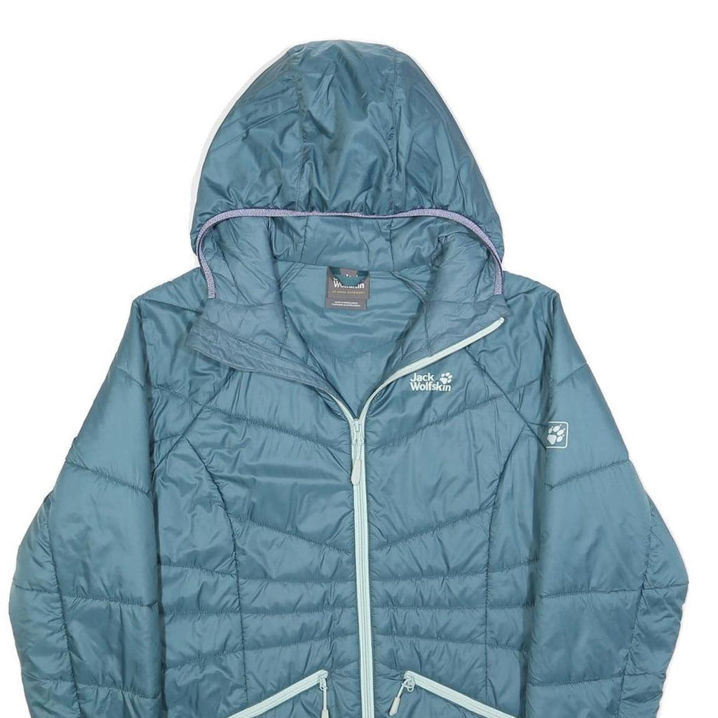 JACK WOLFSKIN Womens Blue Jacket S Polyester Quilted Hooded Lightweight Outdoor