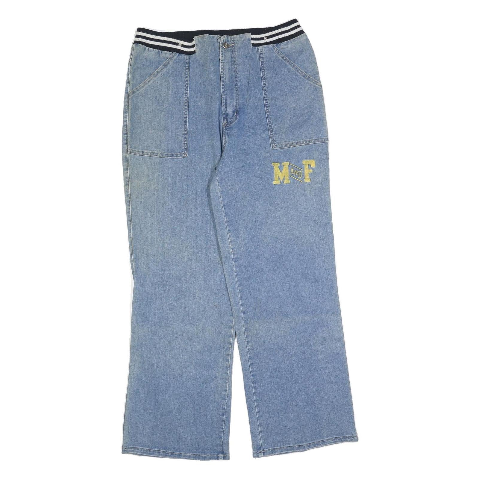 Womens Regular Blue Denim Jeans W32 L32 Cotton Blend Zip Comfortable Casual