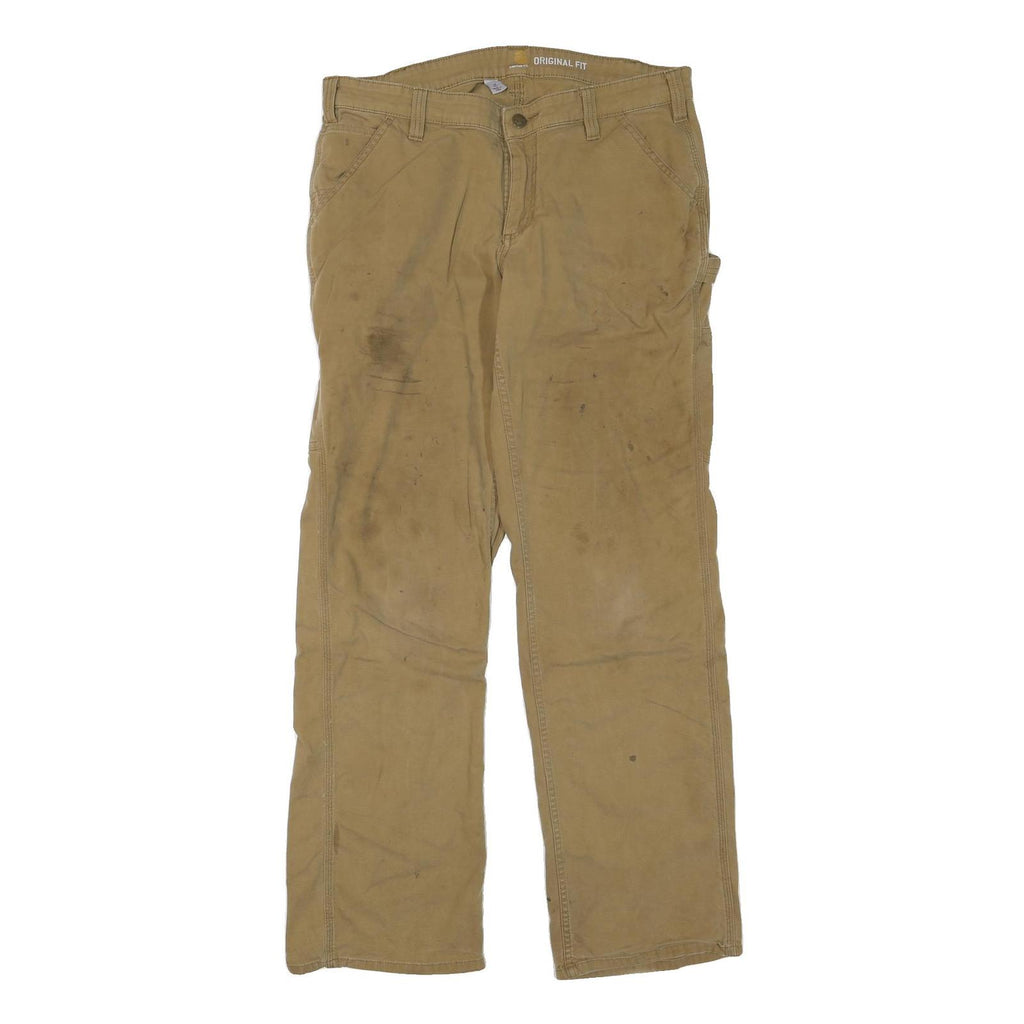 CARHARTT Womens Regular Fit Beige Denim W36 L33 Workwear Zip Closure Jeans