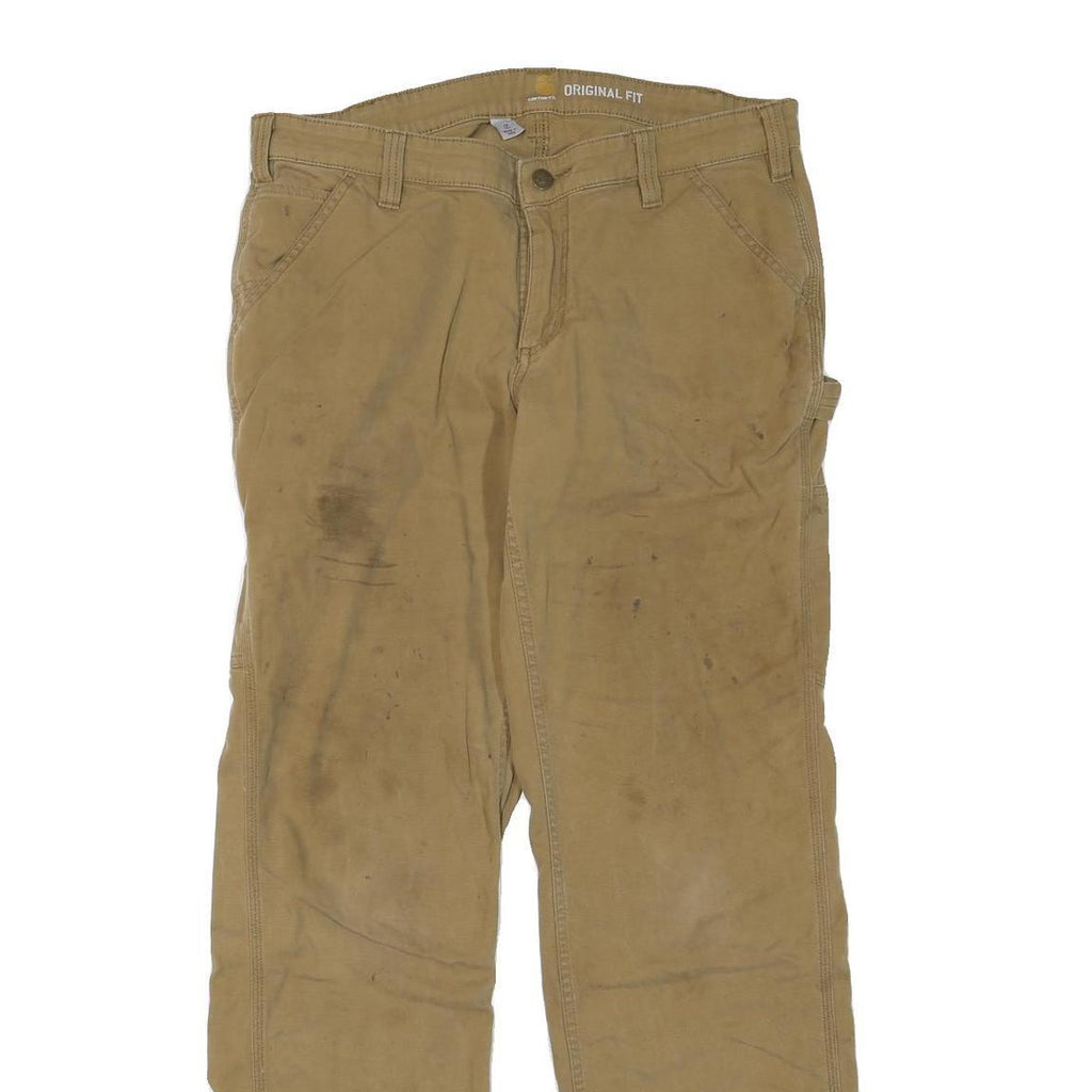 CARHARTT Womens Regular Fit Beige Denim W36 L33 Workwear Zip Closure Jeans