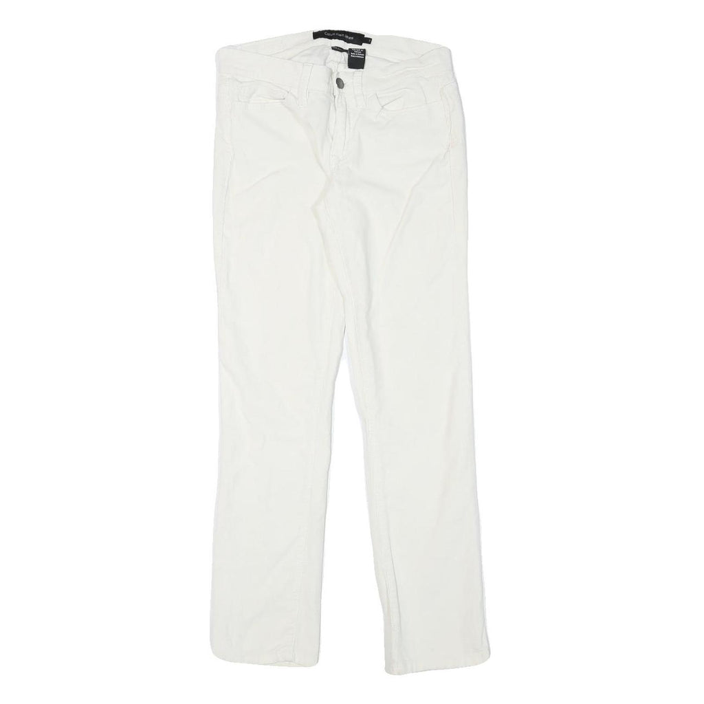 CALVIN KLEIN JEANS Mens Cotton Blend White Slim Slim Leg Trousers W26 L28 Zip