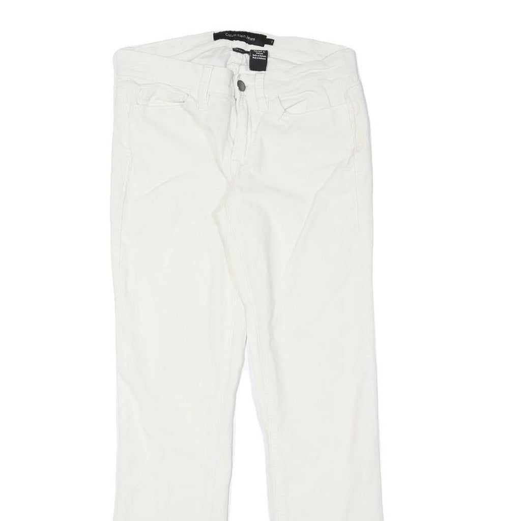 CALVIN KLEIN JEANS Mens Cotton Blend White Slim Slim Leg Trousers W26 L28 Zip