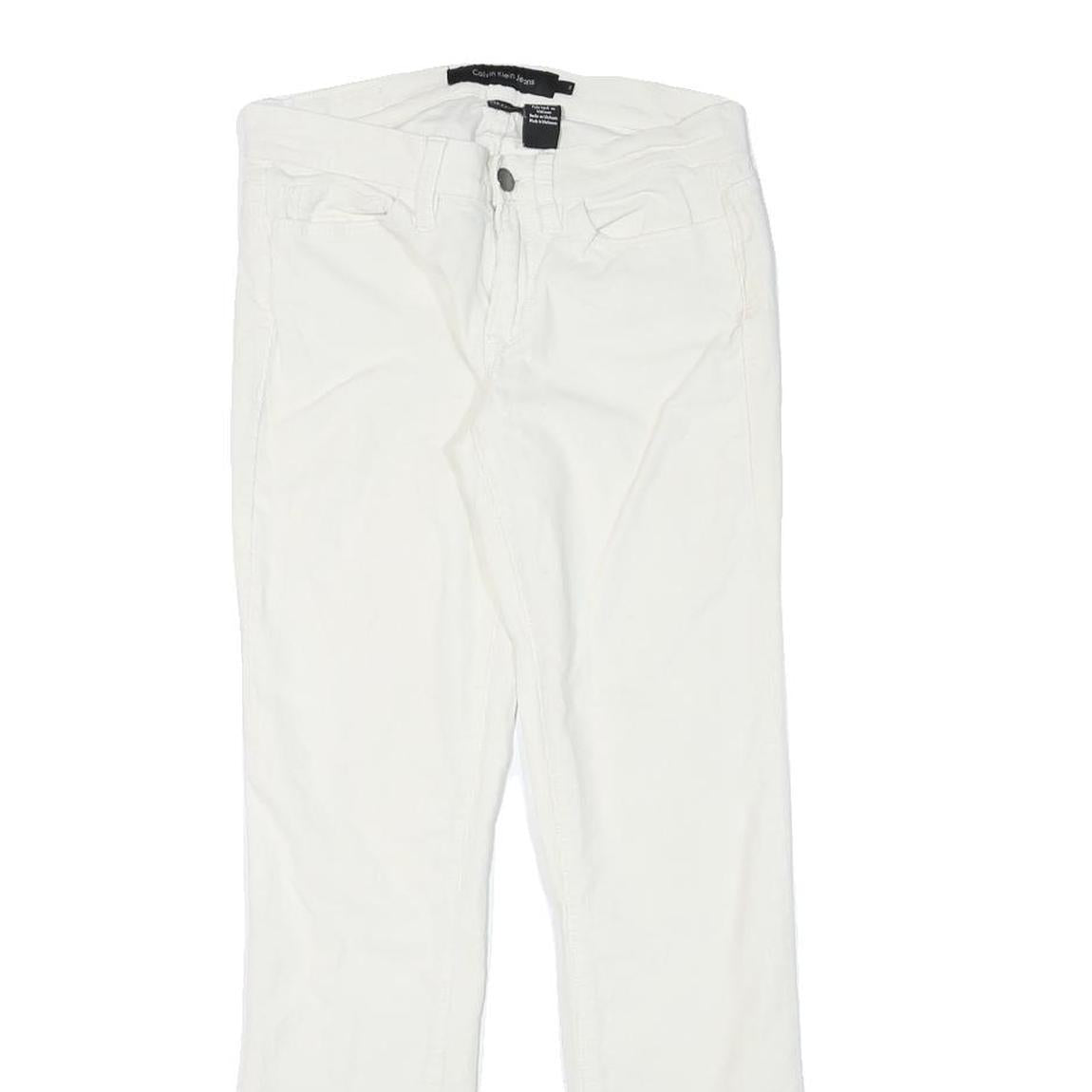 CALVIN KLEIN JEANS Mens Cotton Blend White Slim Slim Leg Trousers W26 L28 Zip