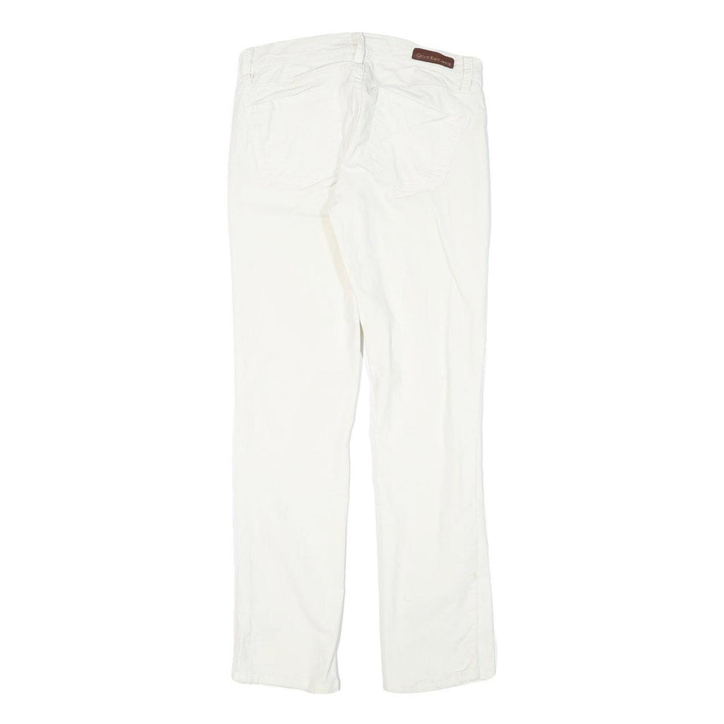 CALVIN KLEIN JEANS Mens Cotton Blend White Slim Slim Leg Trousers W26 L28 Zip