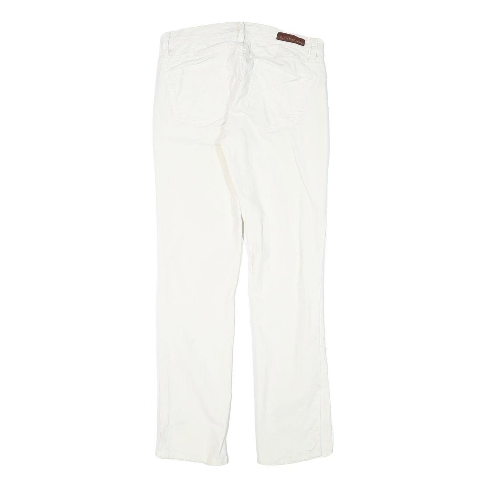 CALVIN KLEIN JEANS Mens Cotton Blend White Slim Slim Leg Trousers W26 L28 Zip