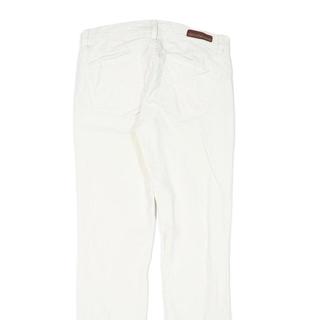 CALVIN KLEIN JEANS Mens Cotton Blend White Slim Slim Leg Trousers W26 L28 Zip