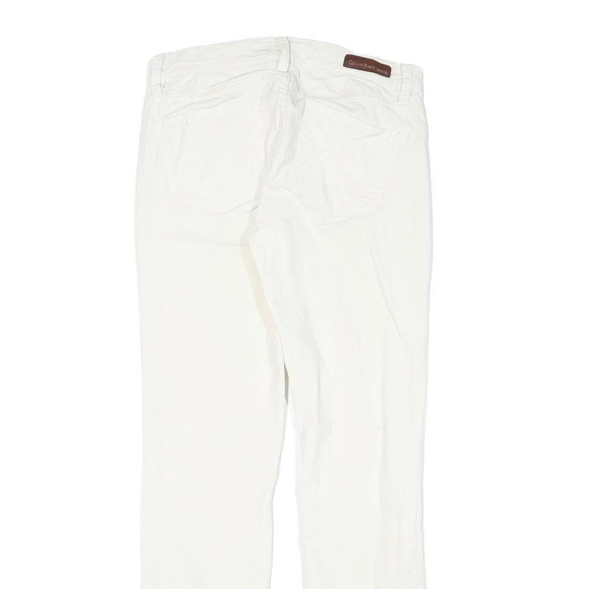 CALVIN KLEIN JEANS Mens Cotton Blend White Slim Slim Leg Trousers W26 L28 Zip
