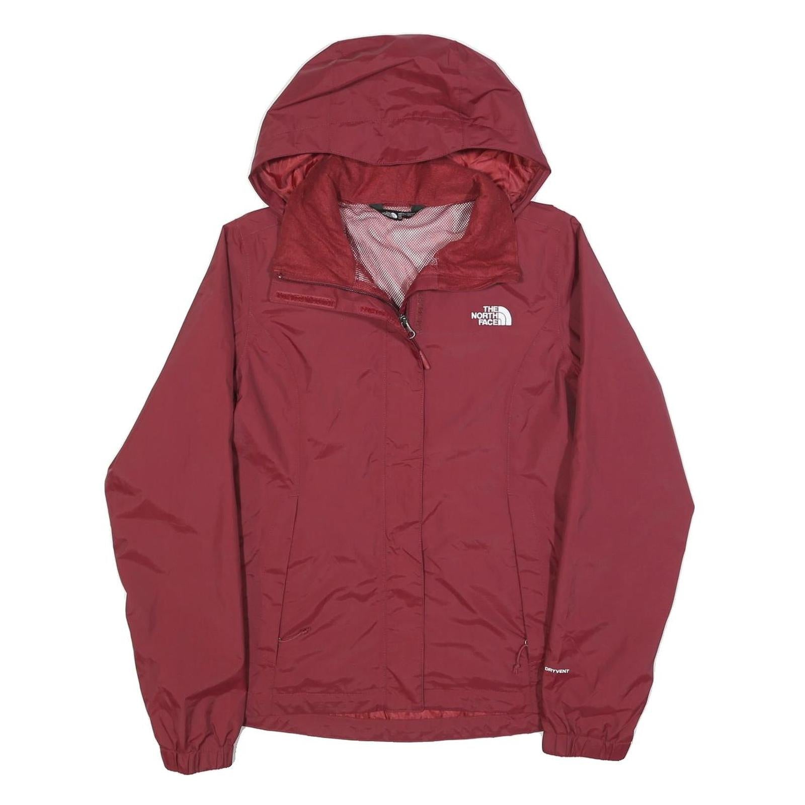 THE NORTH FACE Womens Red Jacket S Polyester Windbreaker Outdoor Zip Hooded
