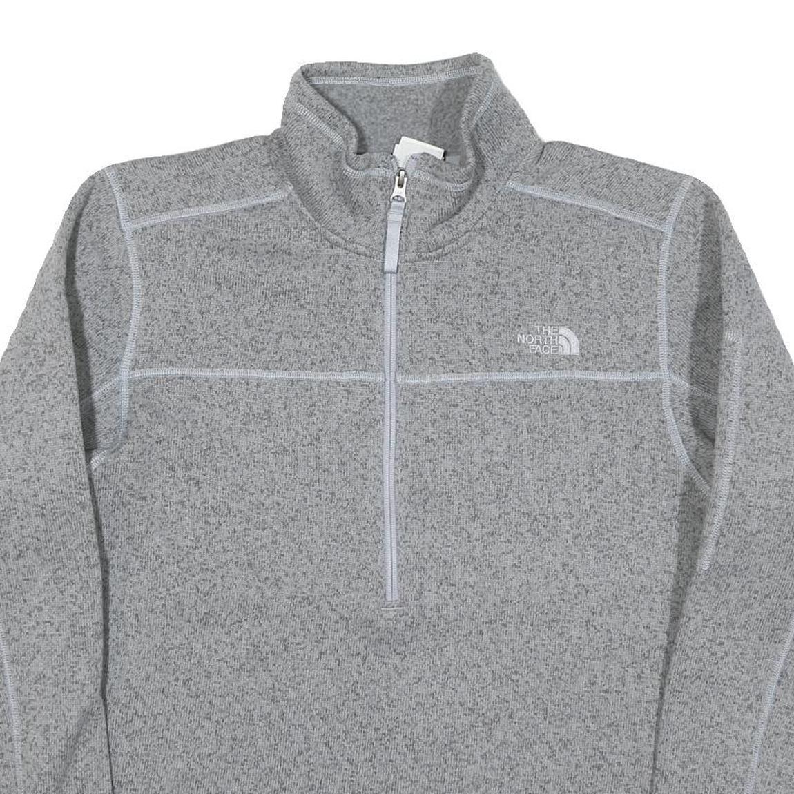 THE NORTH FACE Mens Grey Pullover Plain 1/4 Zip Basic Knit Jumper S Outdoor