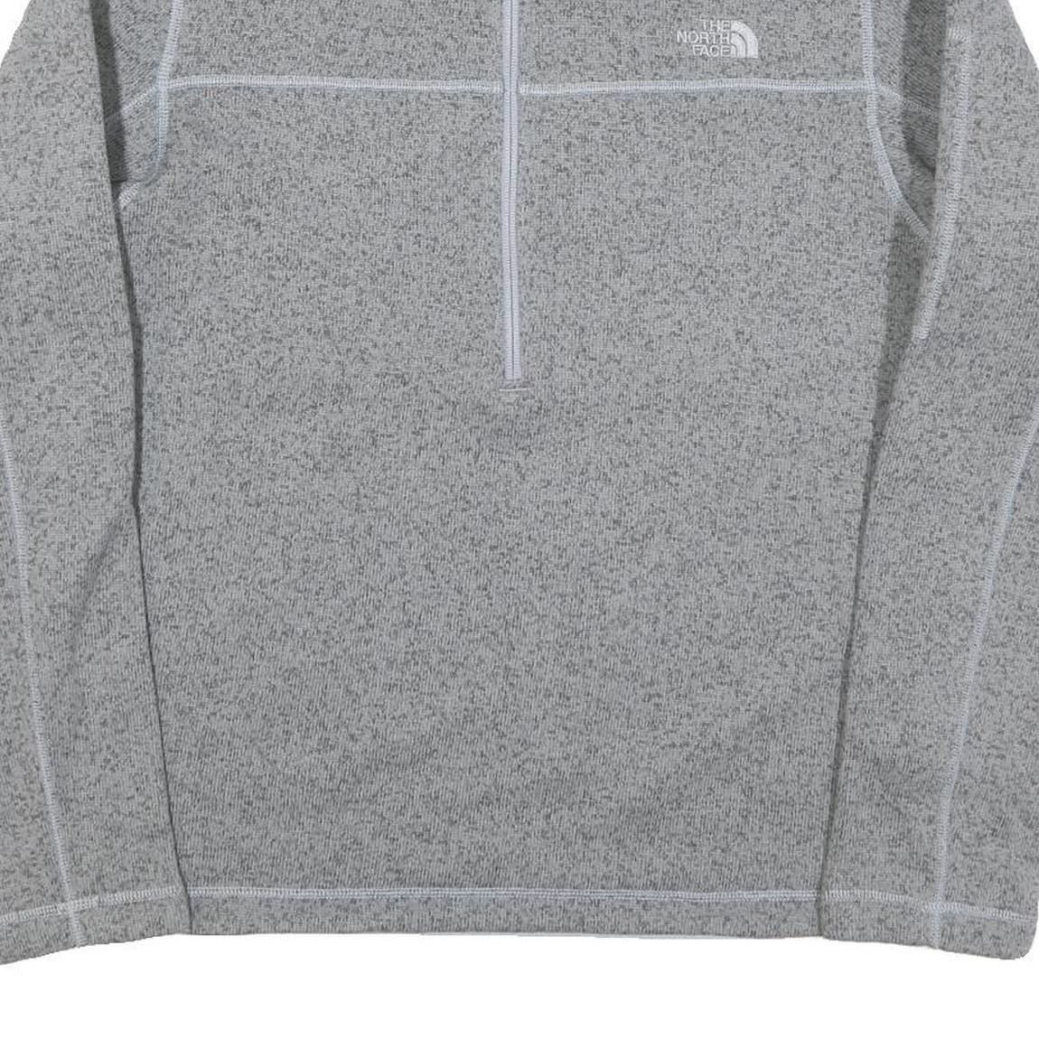 THE NORTH FACE Mens Grey Pullover Plain 1/4 Zip Basic Knit Jumper S Outdoor